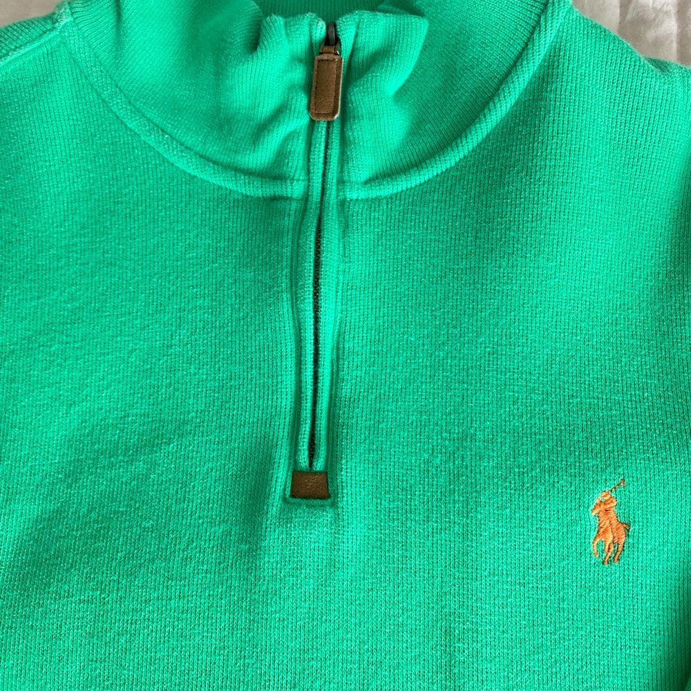 Ralph Lauren Men's Bright Green Zip-Up Sweater
